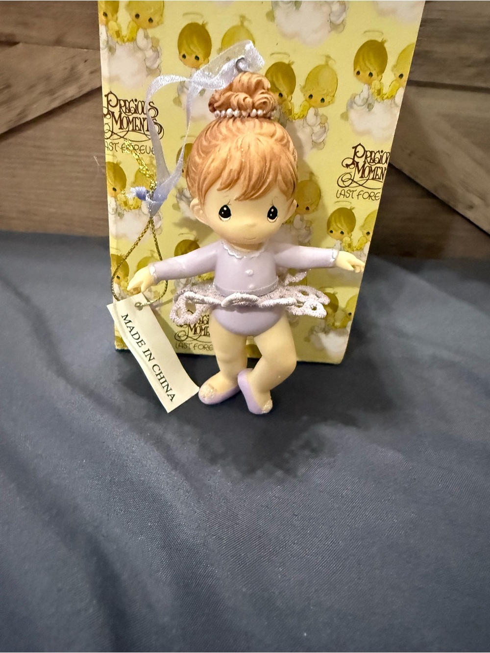 Precious Moments Lavender and Beige Ballerina Hanging Figurine